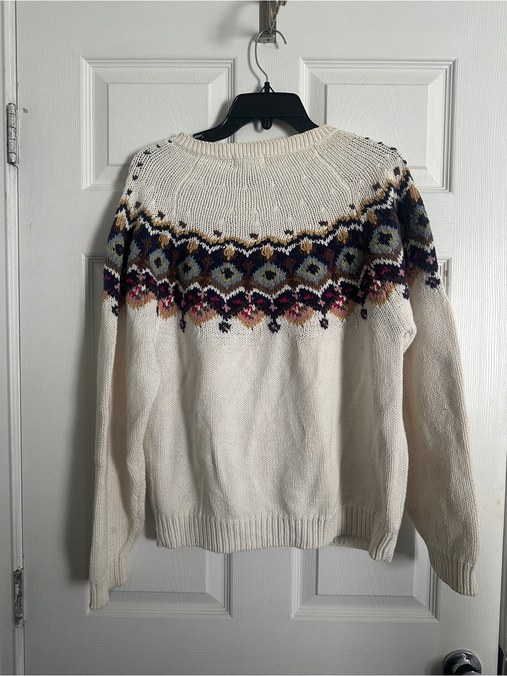 Vintage Capezio Cream Fair Isle Button Cardigan with Multicolor Yoke - Picture 7 of 8